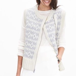 Banana Republic Zip Up Wool Printed Asymmetric Chunky Sweater Vest S